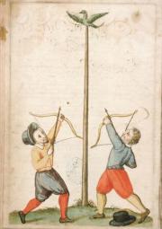 Archers lors du jeu du papegai à Avignon au XVIIe siècle